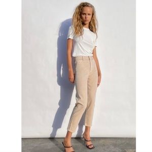 Zara Beige High Waist Crop Mom Jeans Size 10